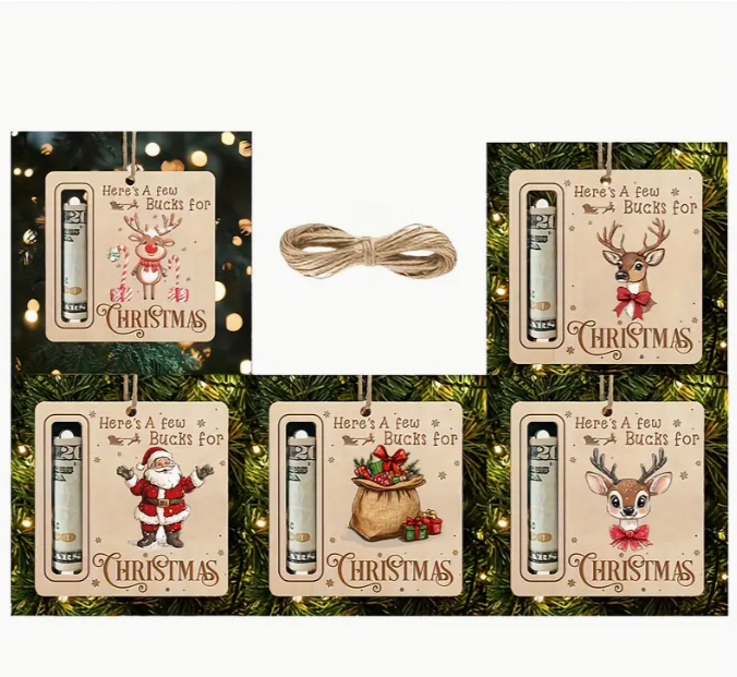 Fából készült karácsonyi pénztartó dísz