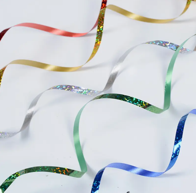 Ajándékszalag 10 méter hosszú, hologramos fényű