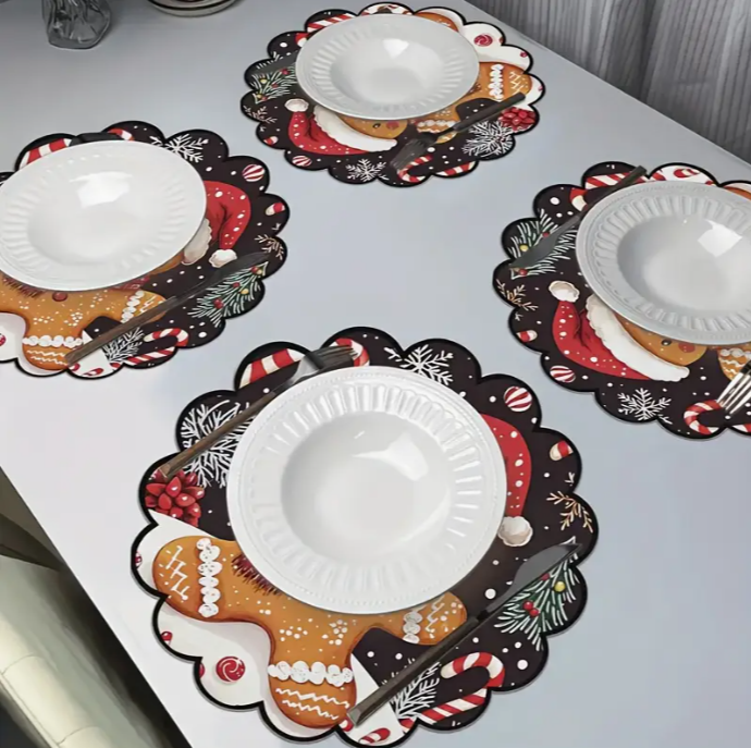 Mézeskalács mintás kerek asztalterítő – fő kép