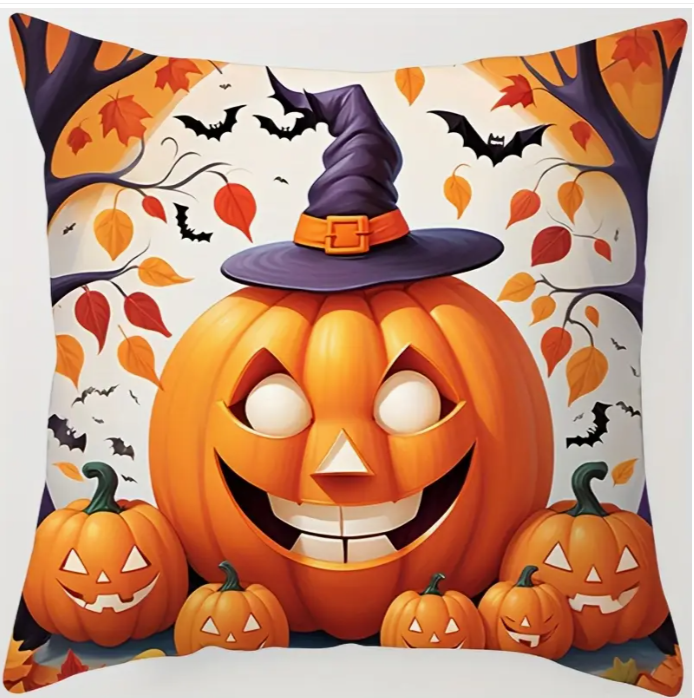 Halloween párnahuzat anyaga és részlet