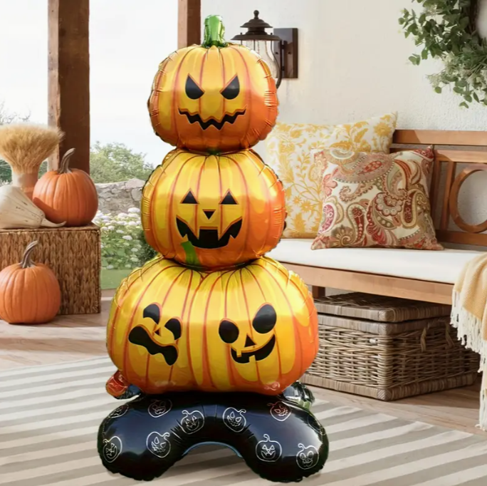 Halloween tökfejes lufi torony dekoráció