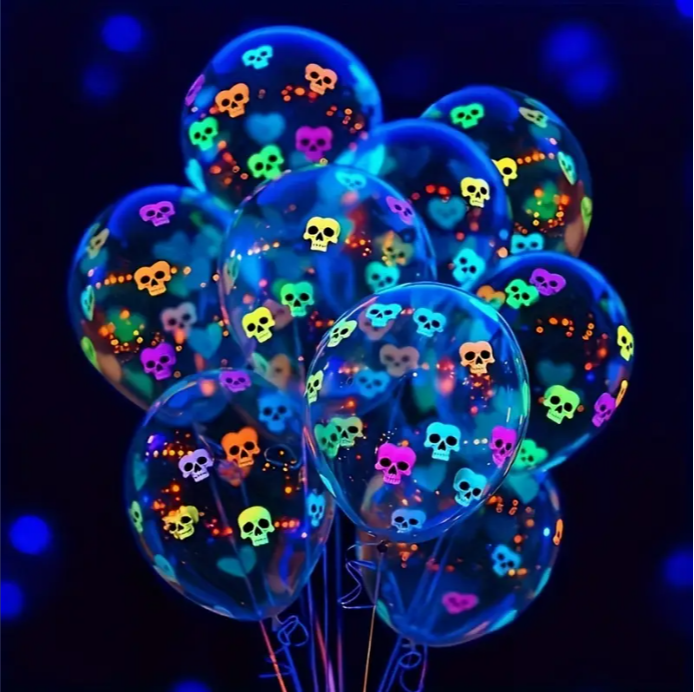 UV fényben világító latex lufi