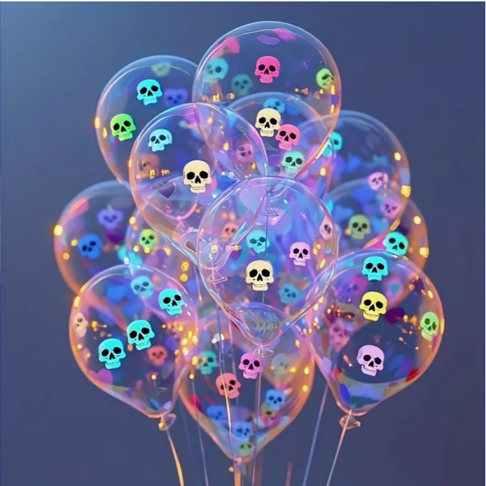 Koponya mintás latex lufi Halloween dekoráció