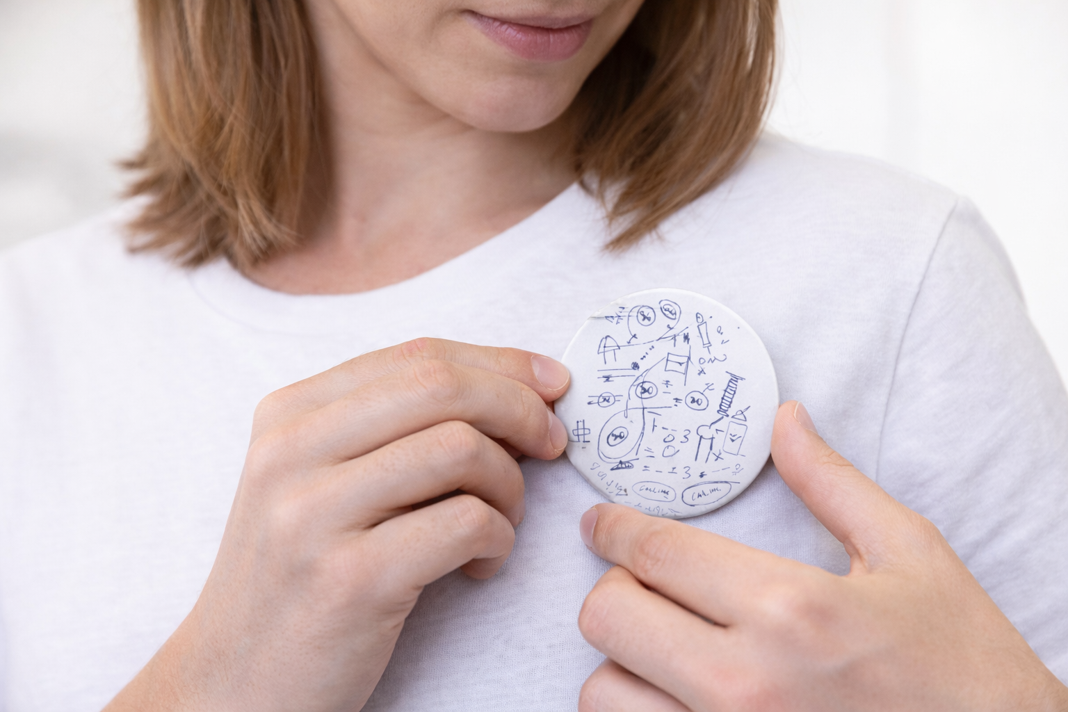 Mesterterv kitűző viselet közben