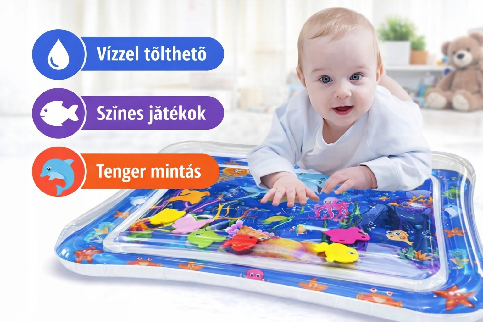 Vízzel tölthető babavízszőnyeg - játékos fejlesztés