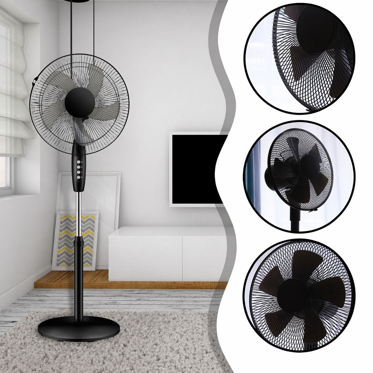 padlóventilátor fekete