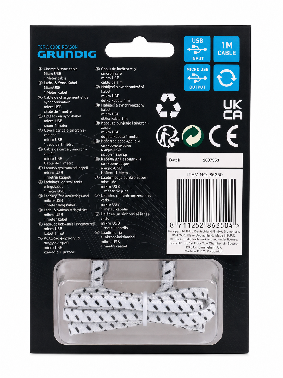 Grundig Micro USB kábel műszaki adatok
