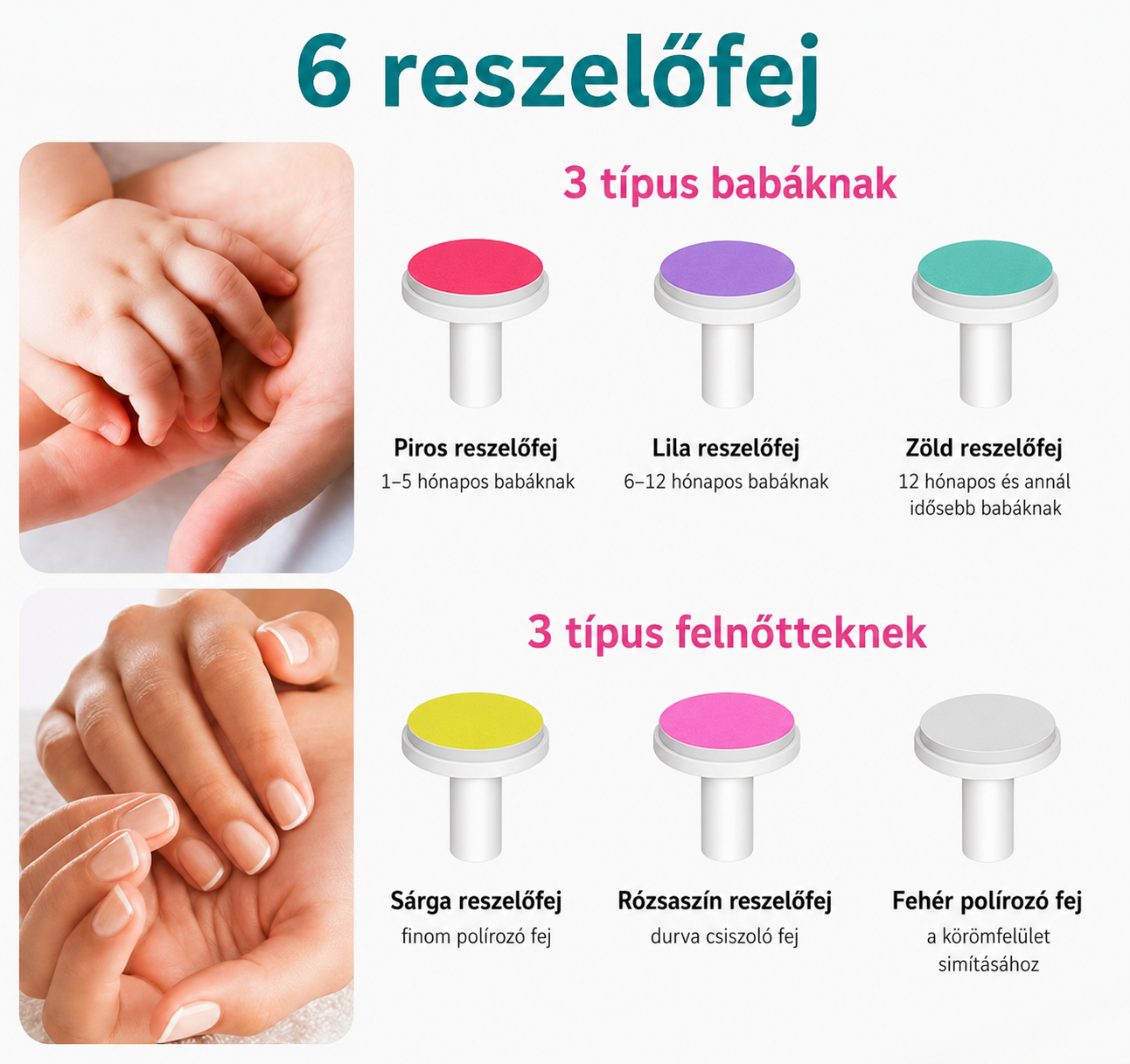 6 cserélhető csiszolófej