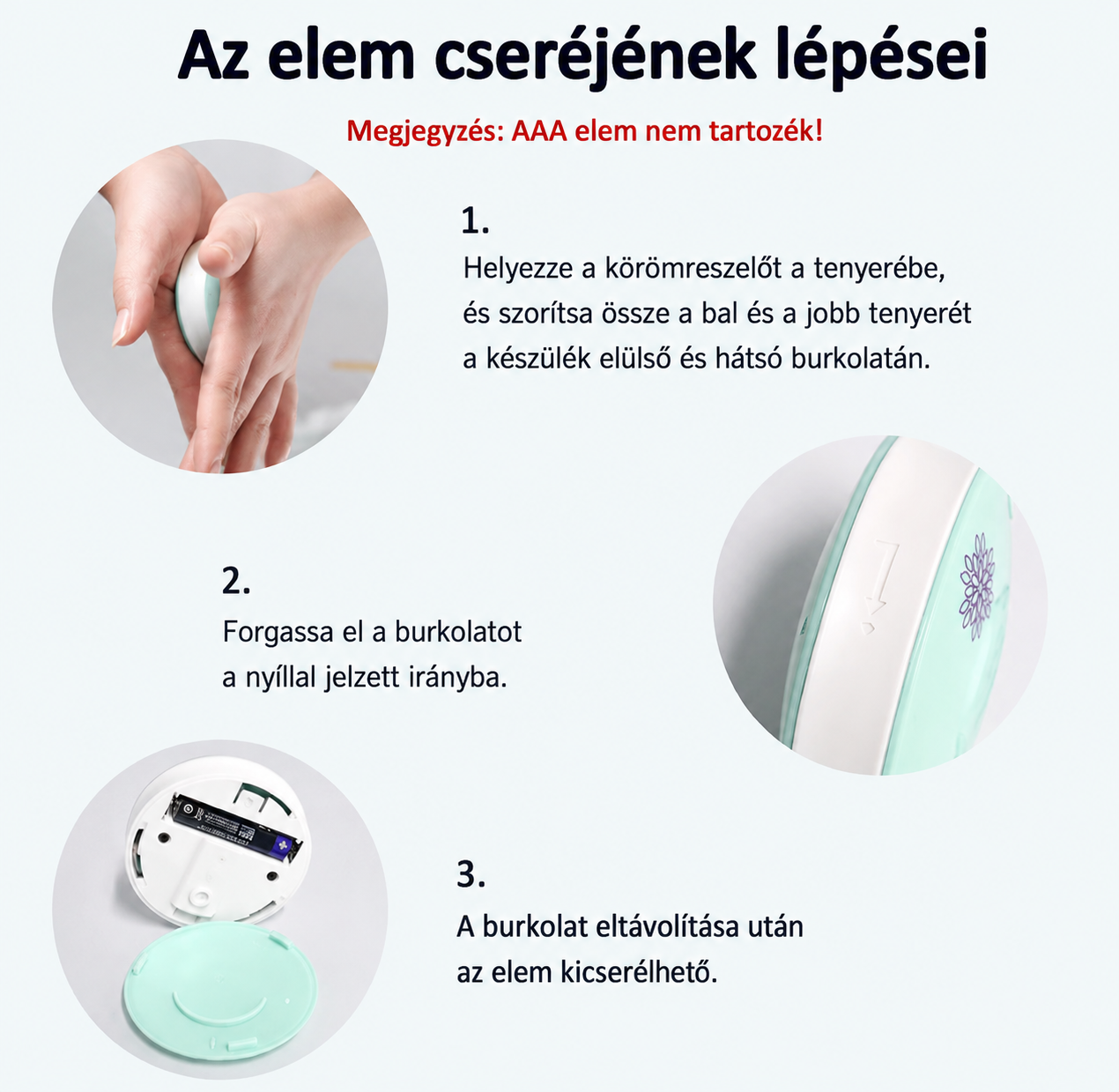 AAA elemes elektromos körömreszelő