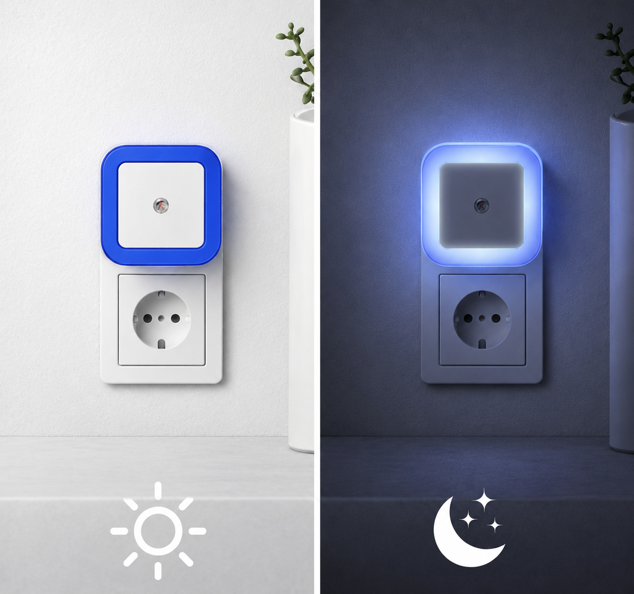 Kék LED éjszakai lámpa konnektorba