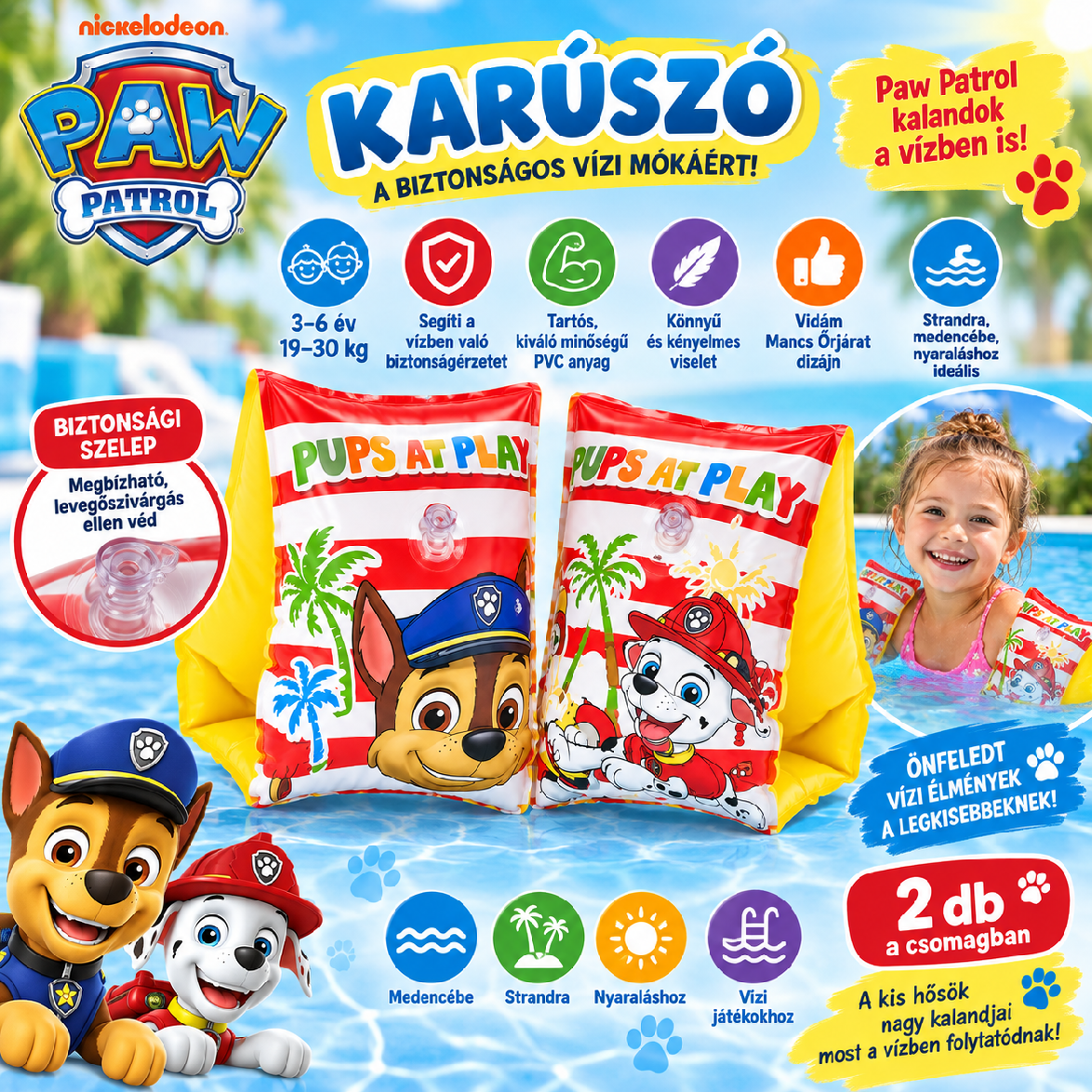 Mancs Őrjárat felfújható karúszó gyermekeknek