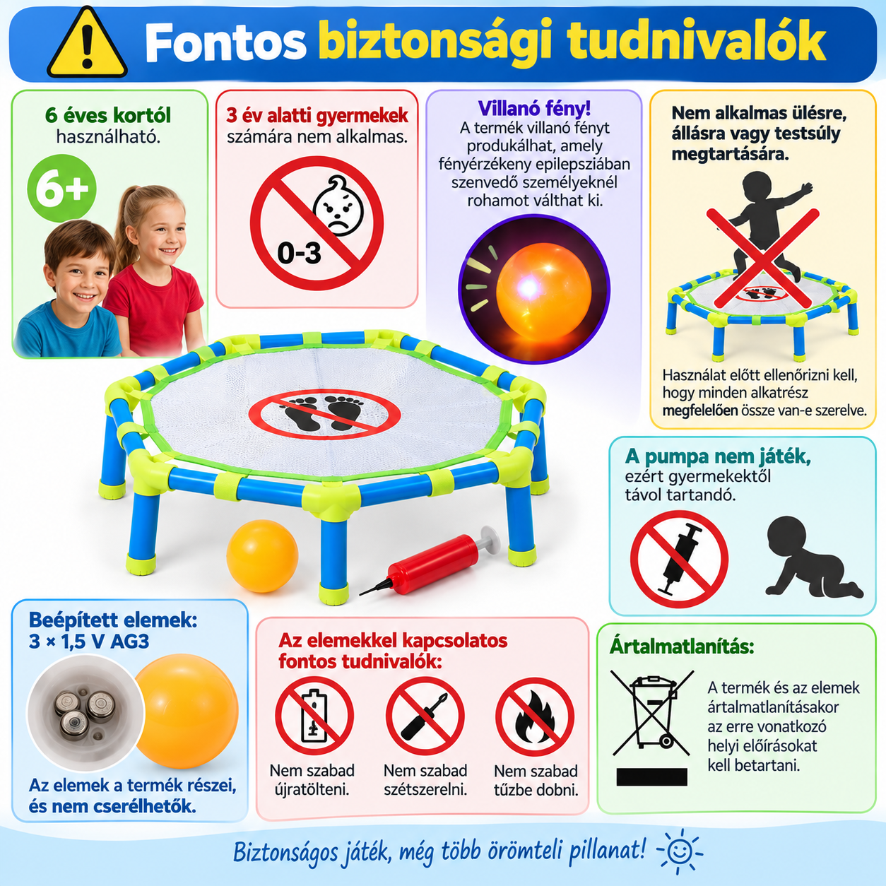Pattogó labdás hálójáték biztonsági tudnivalói