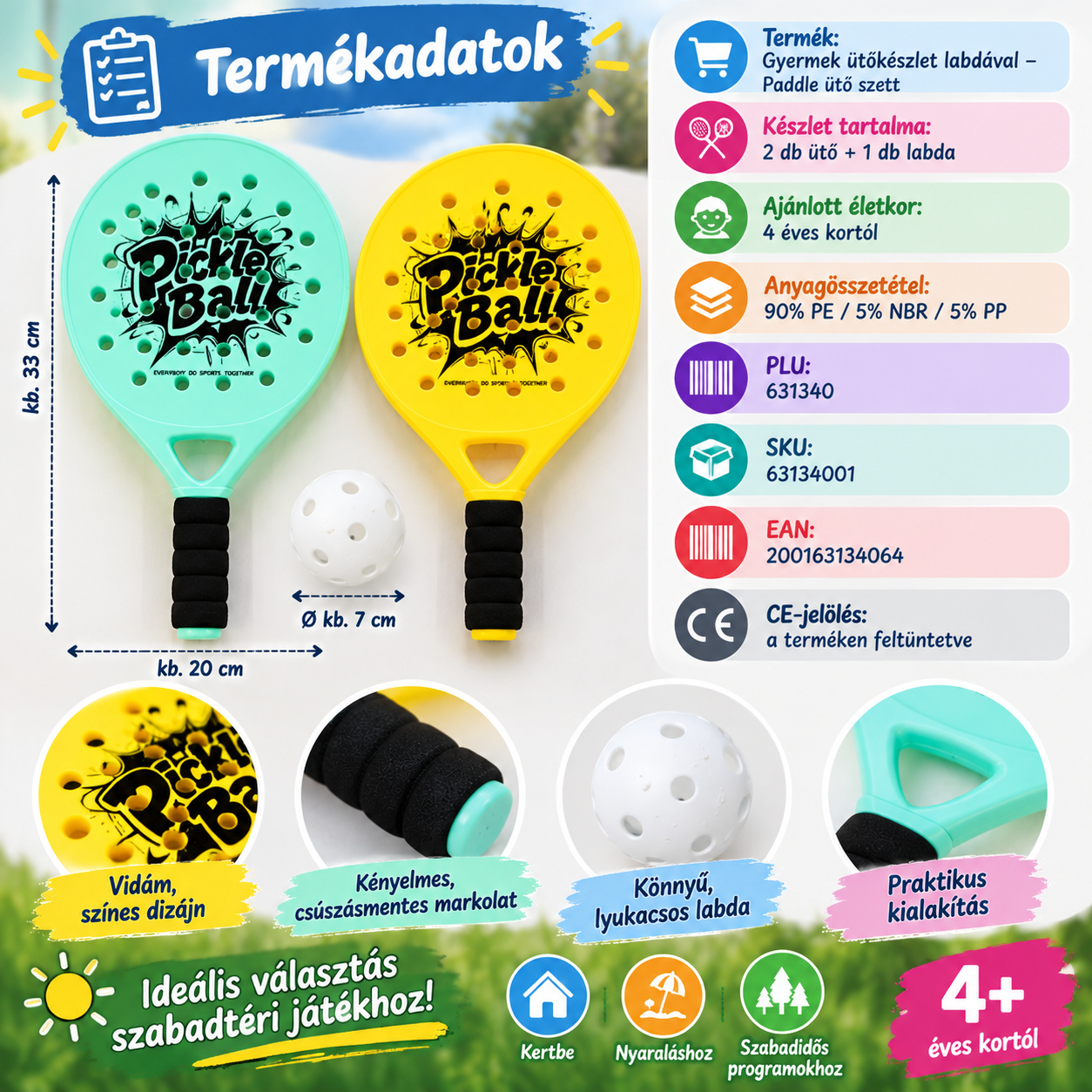 Gyermek ütőkészlet labdával – termékadatok