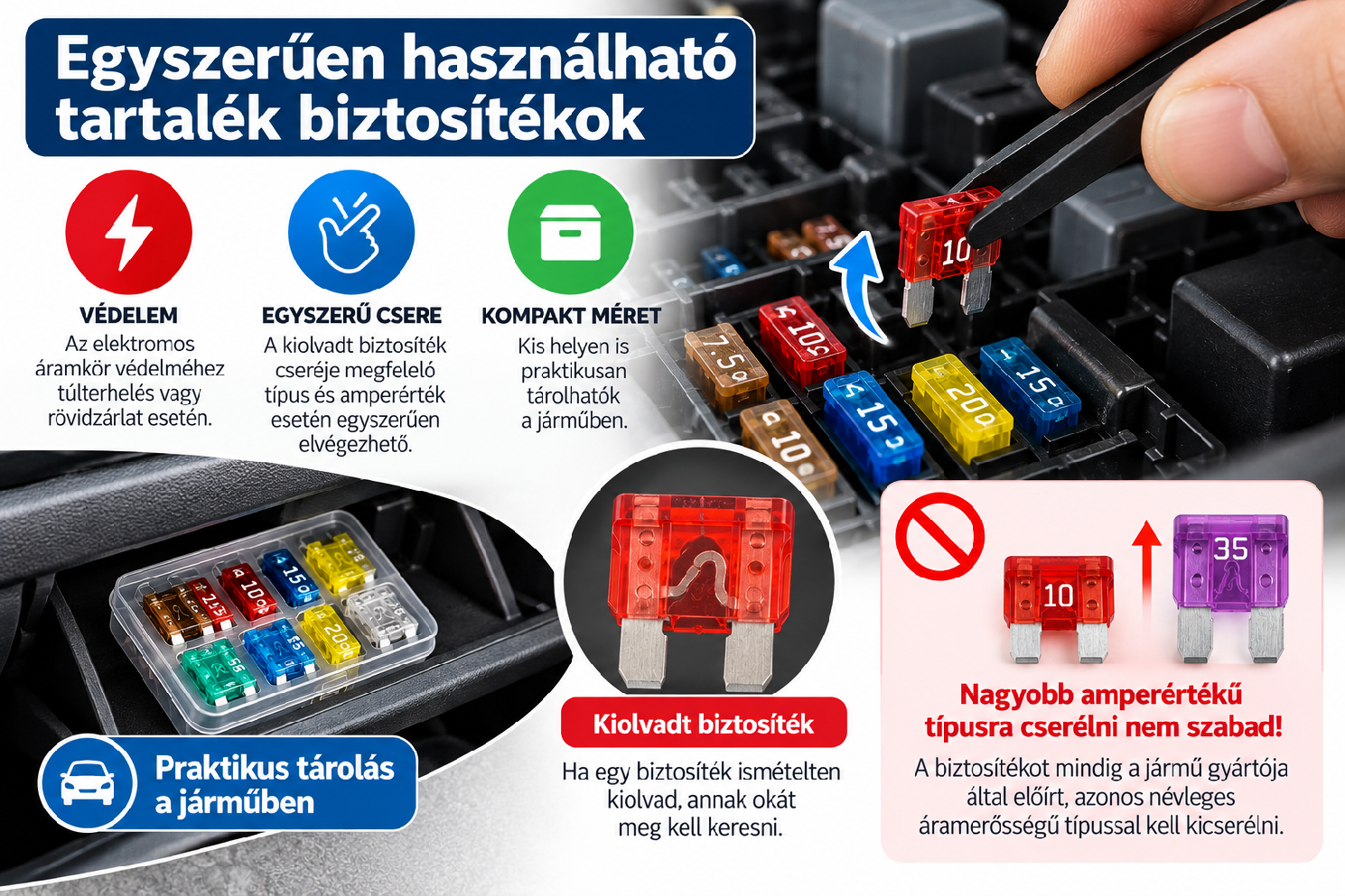 Mikro késes autóbiztosíték használata