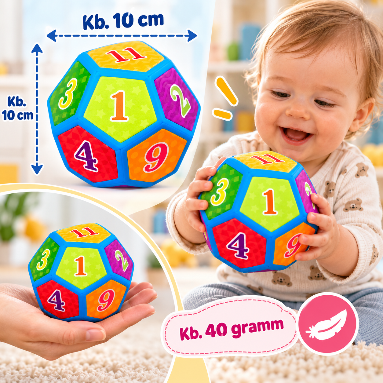 Kb. 10 cm-es és kb. 40 grammos puha habkocka