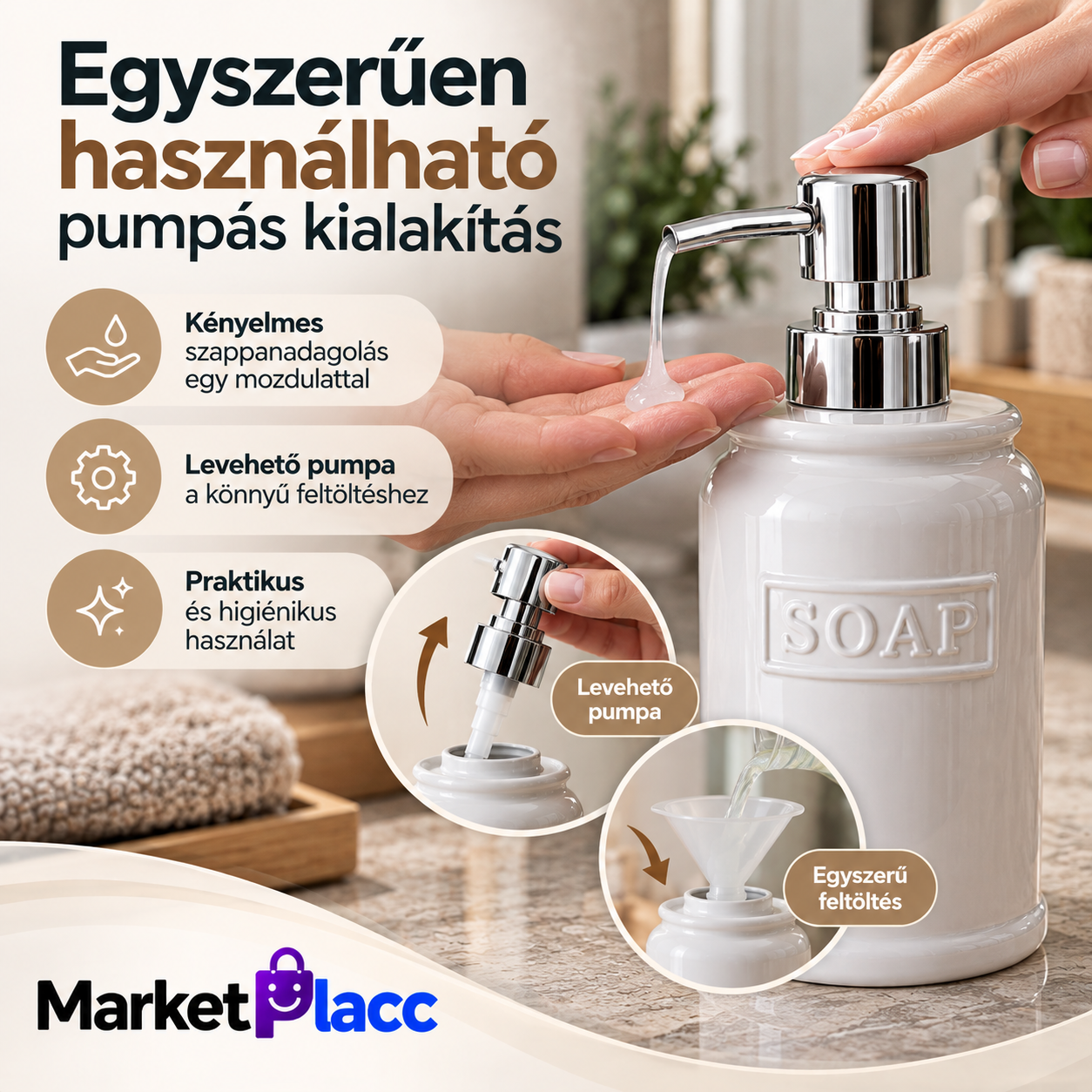 Folyékony szappan adagolása pumpával
