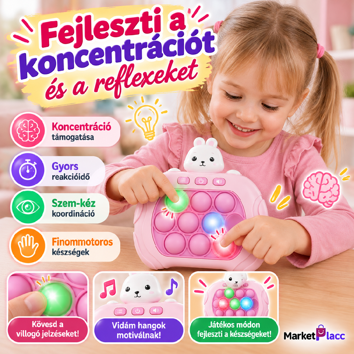 Pop It ügyességi játék gyerekeknek