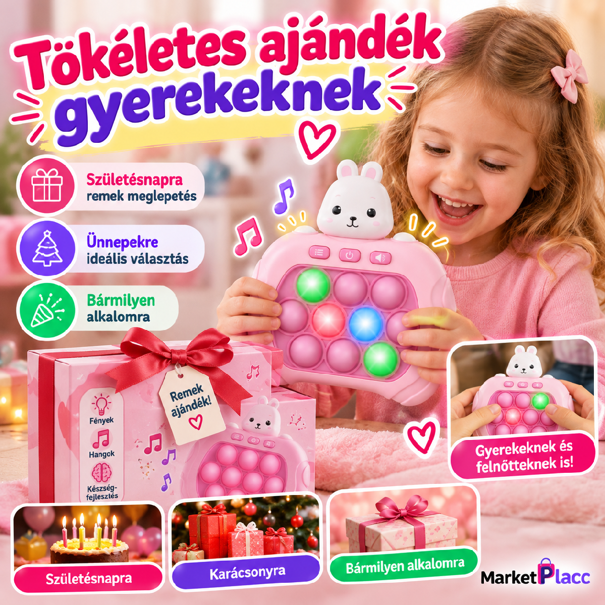 Pop It nyuszi ajándék játék