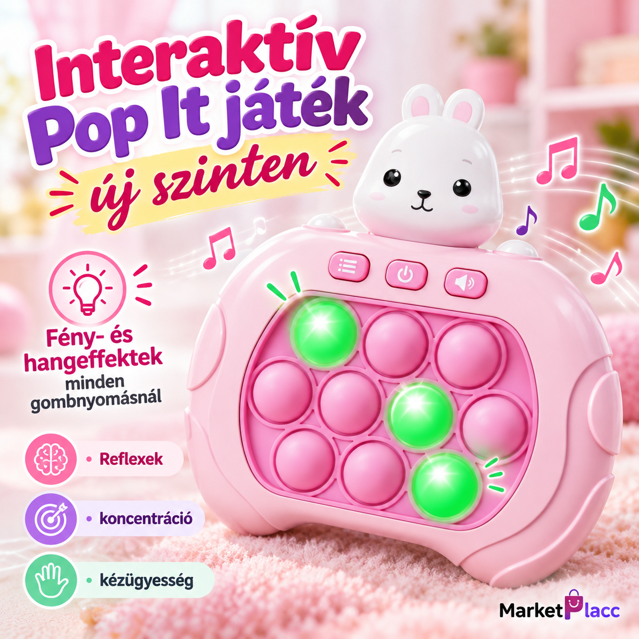 Elektronikus Pop It nyuszi játék