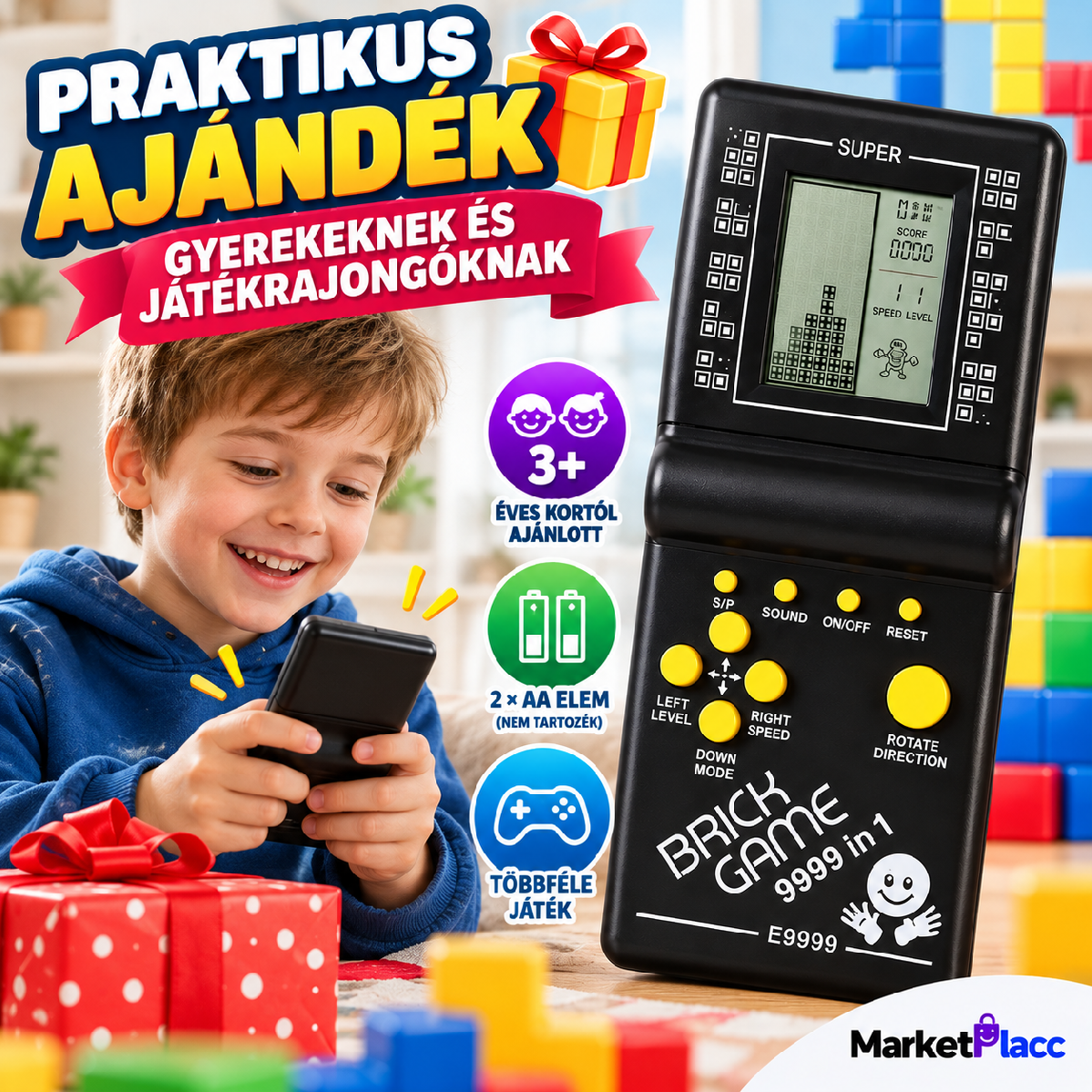 Elektronikus retro játékkonzol ajándéknak