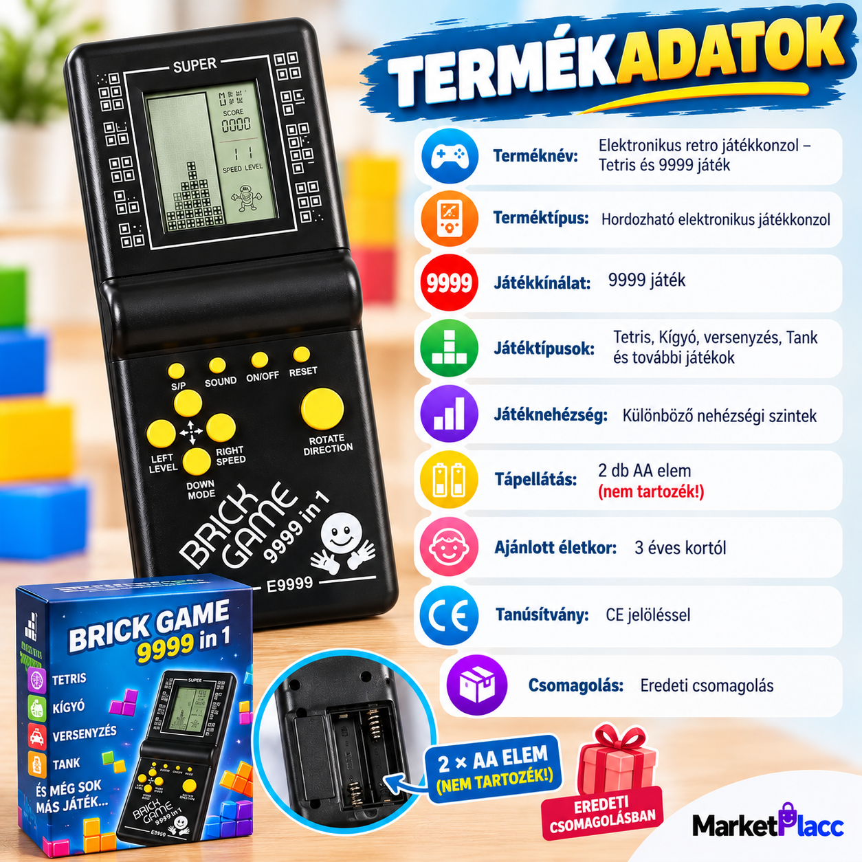 Elektronikus játékkonzol termékadatok