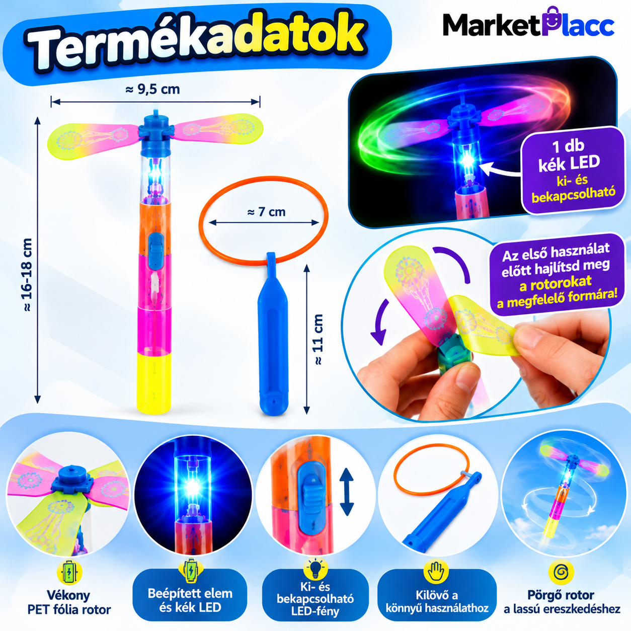 LED-es repülő játék termékadatok