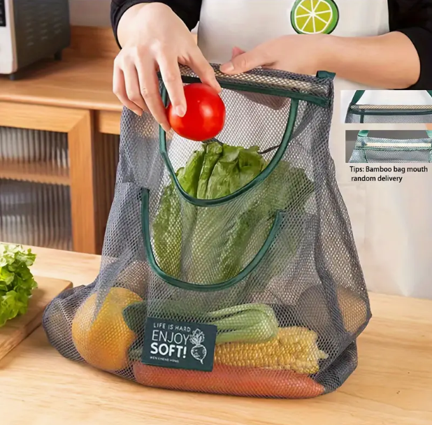 Zöldség-gyümölcs háló dupla zsebes tároló - fő kép